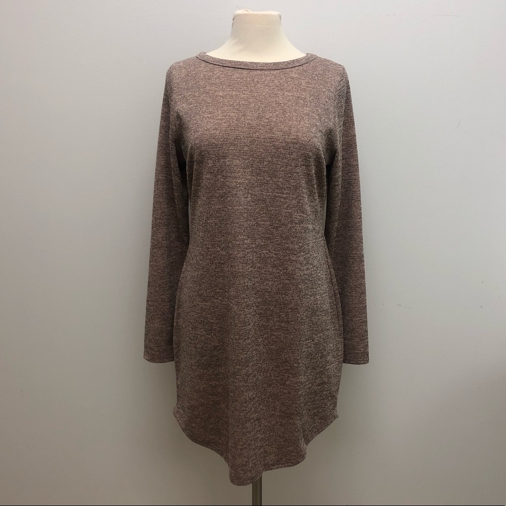 BROWN/PINK SWEATER DRESS WITH SPARKLE